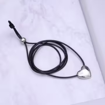 極簡愛心×蠟繩×可調節長項鍊×共二色
