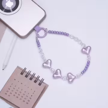 三心相連&times;手機腕帶掛繩&times;紫色