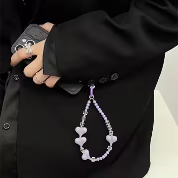 三心相連&times;手機腕帶掛繩&times;紫色