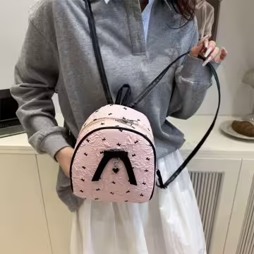 甜心蝴蝶結抓皺感&times;後背包&times;粉紅