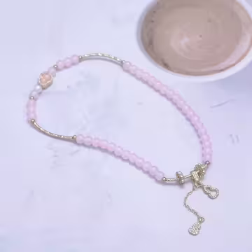 粉紅雙層福蘆×固定式串珠手鍊