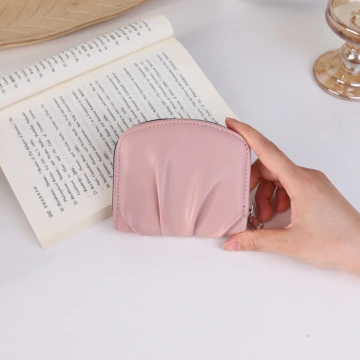 簡約抓皺感×拉鍊零錢包×粉紅.avif