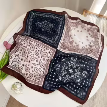 美式圖騰印花×絲巾×四角頭巾