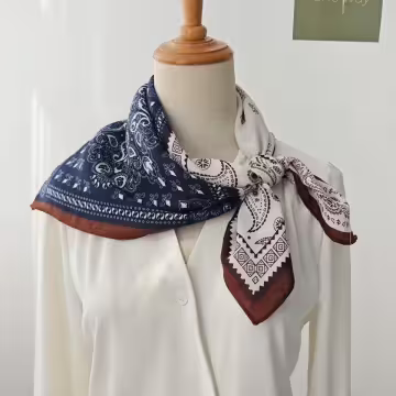 美式圖騰印花×絲巾×四角頭巾