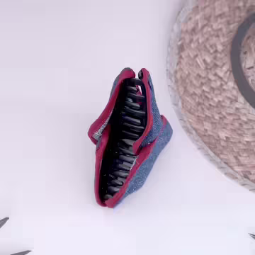 深藍丹寧牛仔布紅邊×鯊魚夾