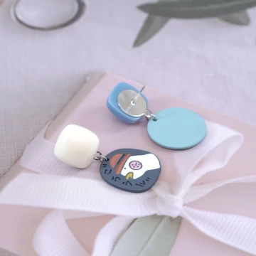 寶藍小珠灰白亮面×穿戴式手指甲片×二十四入 .avif