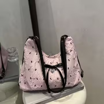 甜心蝴蝶結抓皺感&times;變形後背包&times;粉紅