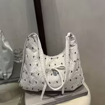 甜心蝴蝶結抓皺感&times;變形後背包&times;白色