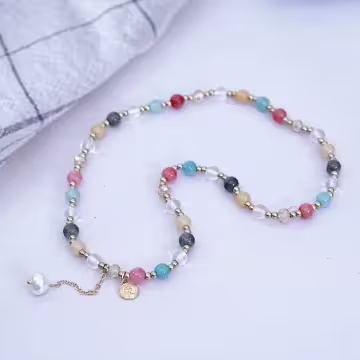 古幣雙層水晶×串珠手鍊×彩色