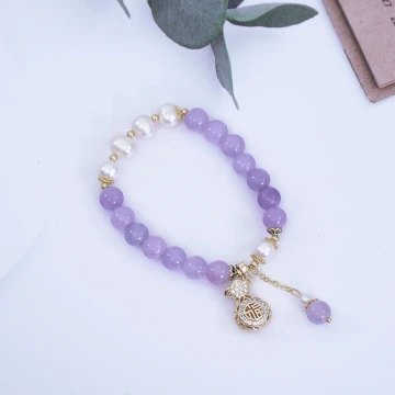 晶球貝殼花紫琉璃×固定式串珠手鍊×紫色.avif