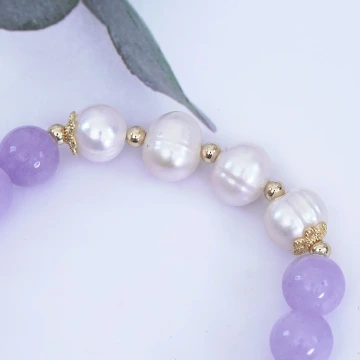 晶球貝殼花紫琉璃×固定式串珠手鍊×紫色.avif