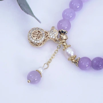 晶球貝殼花紫琉璃×固定式串珠手鍊×紫色.avif