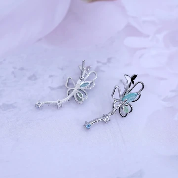 右耳復古蝴蝶精靈×單邊吊墜耳掛耳環.avif