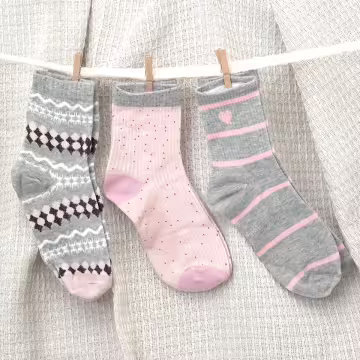 粉灰少女心&times;中筒襪&times;三雙套件襪子組