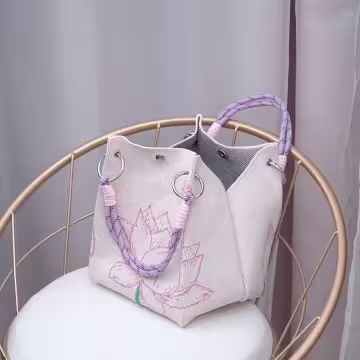 粉紅蓮花&times;針織手提袋