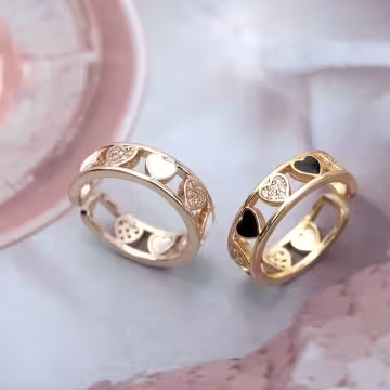 金愛心鏤空晶鑽&times;開口戒指