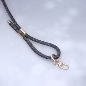 牛仔紋皮革繩×長度可調×手機斜背雙勾掛繩×深灰