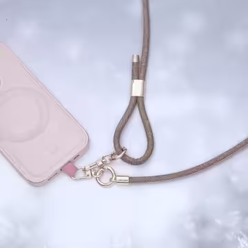 牛仔紋皮革繩×長度可調×手機斜背雙勾掛繩×棕咖