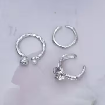 異形金屬珍珠×三套件戒指組