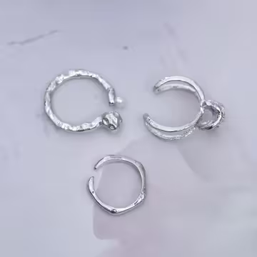 異形金屬珍珠×三套件戒指組