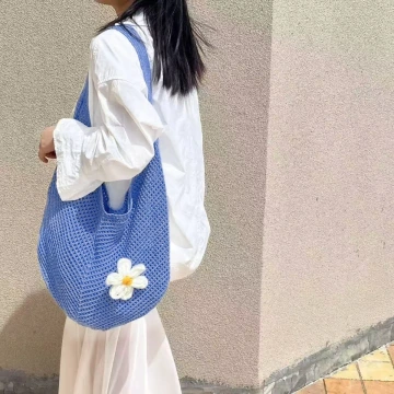 慵懶小花針織&times;肩背包&times;綠色.avif