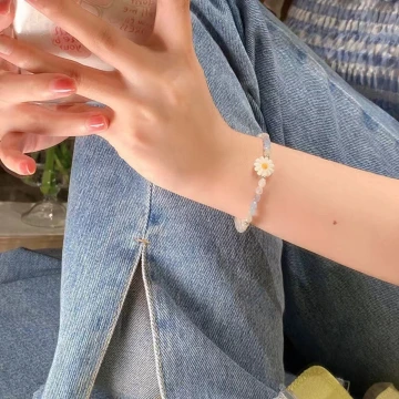 鑽石小鹿花朵&times;固定式琉璃串珠手鍊&times;深藍.avif