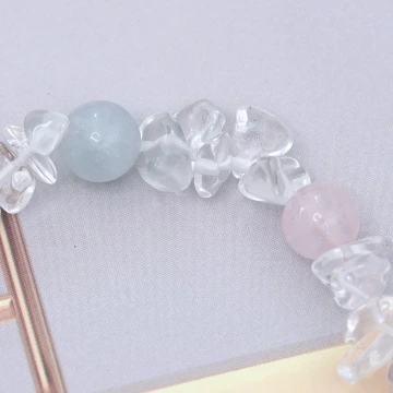 鑽石小鹿花朵&times;固定式琉璃串珠手鍊&times;深藍.avif