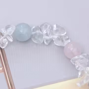 藍粉冰清小銀花×固定式串珠手鍊